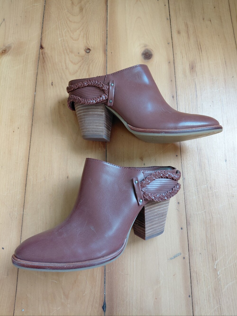 New Dolce Vita Halsey Mule Size 8.5  Brown Pointed Toe Block Heel Slip On Shoe